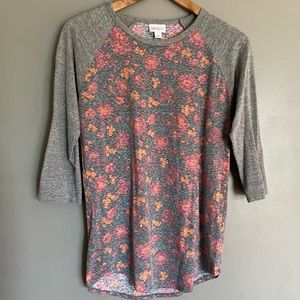 Distressed Floral Raglan LuLaRoe Tee